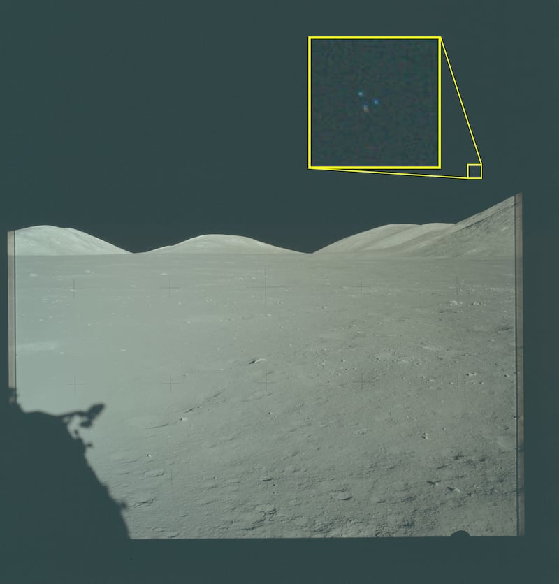 Images from the moon during the Apollo missions.