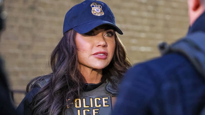 DHS Secretary Kristi Noem in ICE uniform on January 28, 2025 in New York City.