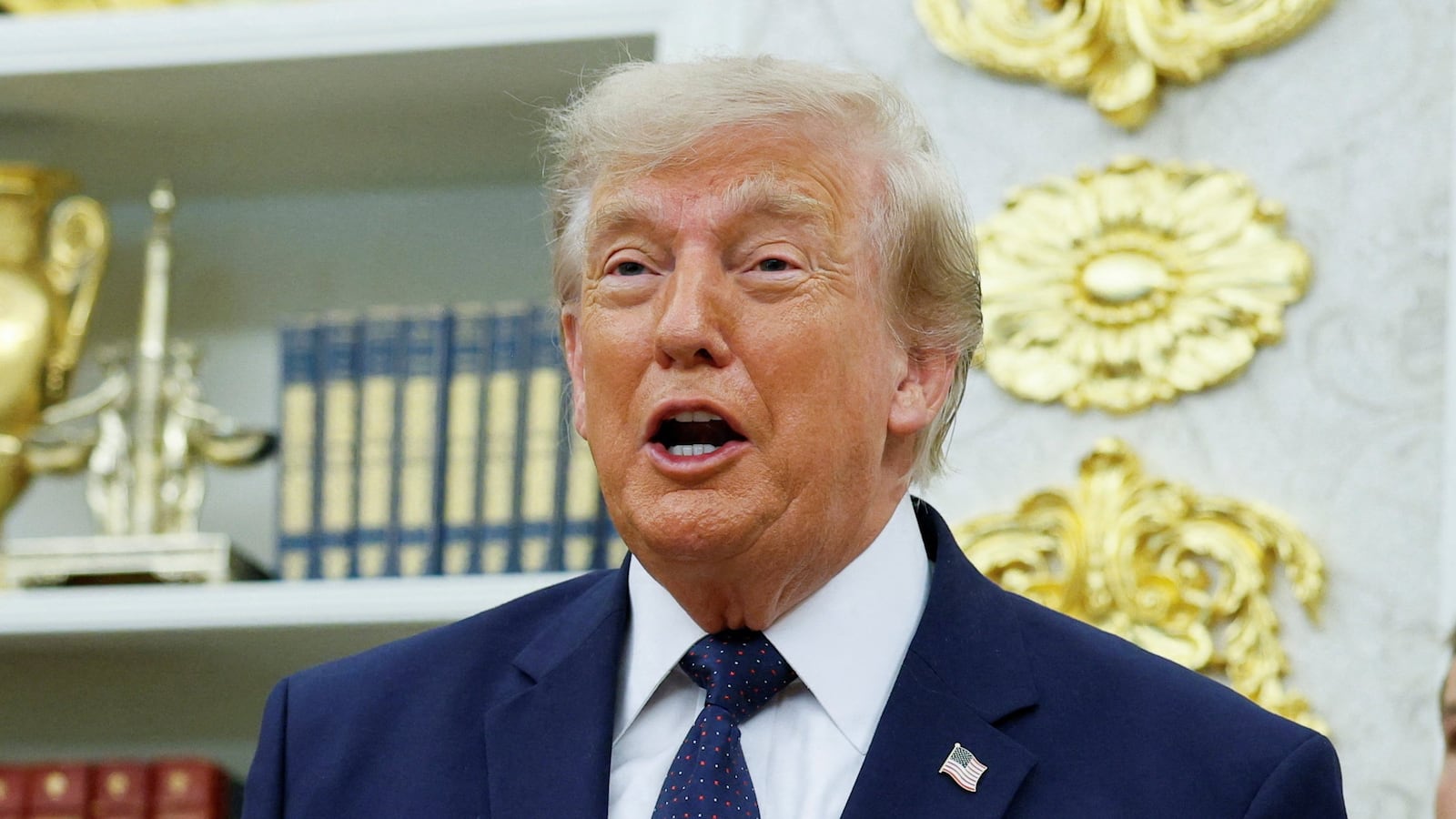 President Donald Trump speaks during an event to mark the launch of "Trump Accounts" in the Oval Office at the White House on July 6, 2026.