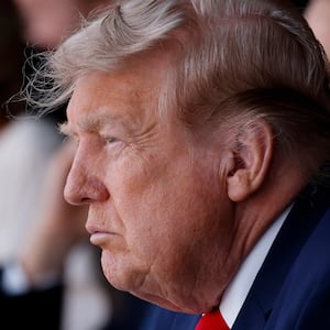 EAST RUTHERFORD, NEW JERSEY - JULY 19: U.S. President Donald Trump looks on during the FIFA World Cup 2026 Final match between Spain and Argentina at New York New Jersey Stadium on July 19, 2026 in East Rutherford, New Jersey. (Photo by Eva Marie Uzcategui - FIFA/FIFA via Getty Images)