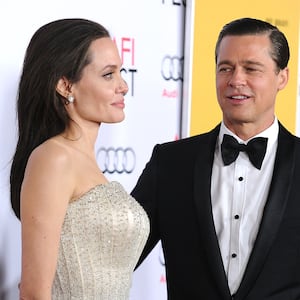 HOLLYWOOD, CA - NOVEMBER 05:  Angelina Jolie and Brad Pitt attend the premiere of "By the Sea" at the 2015 AFI Fest at TCL Chinese 6 Theatres on November 5, 2015 in Hollywood, California.