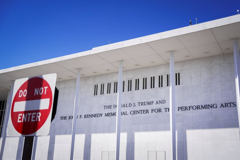 Trump affixed his name on the historic building in December.