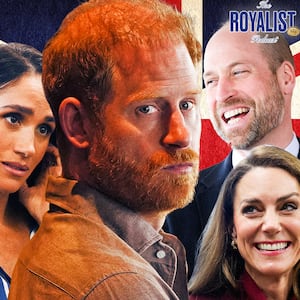 A photo illo illustration of Meghan Markle, Prince Harry, Prince William, and Kate Middleton.