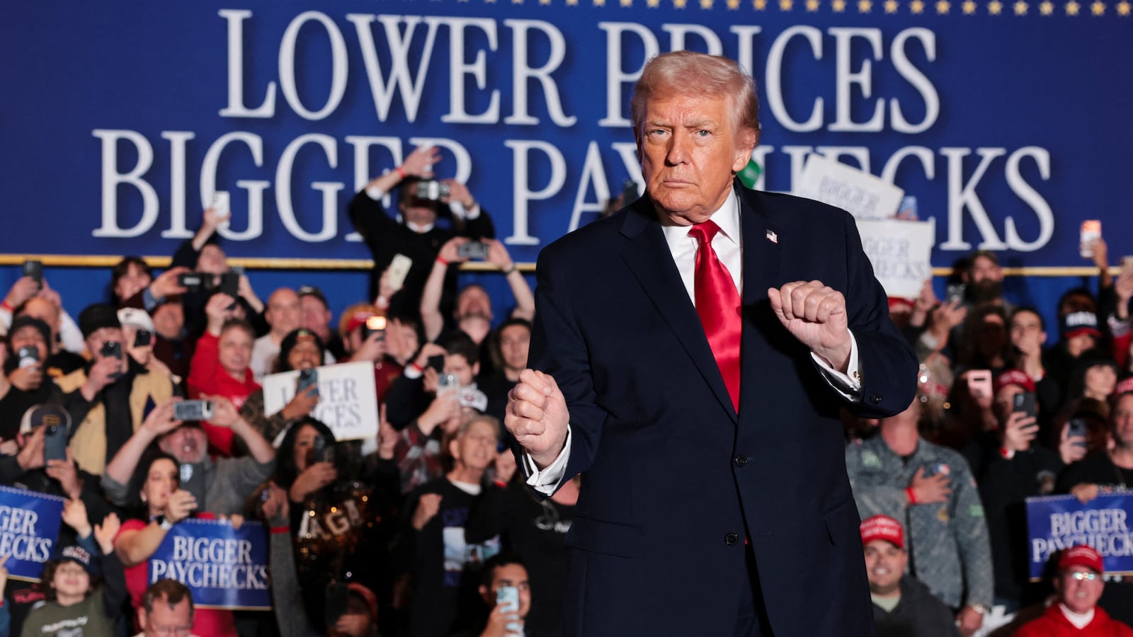 U.S. President Donald Trump gestures