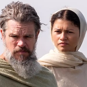 Matt Damon as Odysseus and Zendaya as Athena.