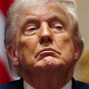 WASHINGTON, DC - MAY 27: U.S. President Donald Trump looks on during a Cabinet meeting in the Cabinet Room of the White House on May 27, 2026 in Washington, DC. Trump meets with his Cabinet days after saying a peace deal with Iran was “largely negotiated” amid expectations around the re-opening the Strait of Hormuz. (Photo by Win McNamee/Getty Images)