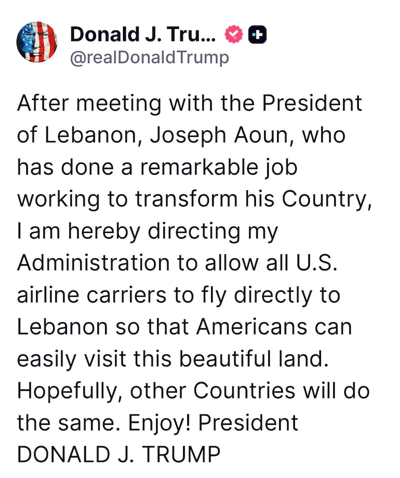 Trump's Truth Social Post