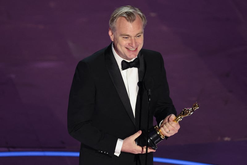 Christopher Nolan wins the Oscar for Best Director for "Oppenheimer" during the Oscars show at the 96th Academy Awards