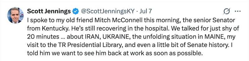 Scott Jennings posts information about his call with Mitch McConnell.