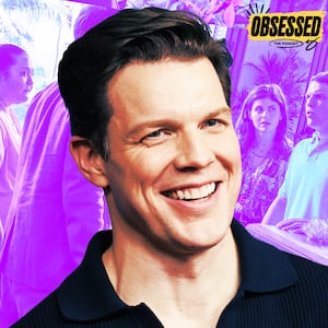 A photo illo illustration of Jake Lacy and screen grab from the White Lotus for the Obsessed podcast.