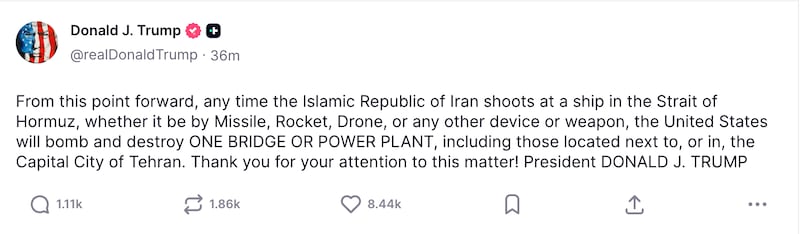 Trump lobs new threat at Iran.