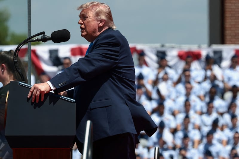 U.S. President Donald Trump delivers the commencement address at the U.S. Coast Guard Academy in New London, Connecticut, U.S., May 20, 2026. REUTERS/Evelyn Hockstein
