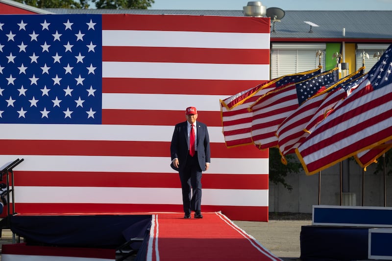 President Donald Trump arrives for a rally to kick off the July Fourth holiday