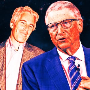 A photo illustration of Bill Gates and Jeffrey Epstein.