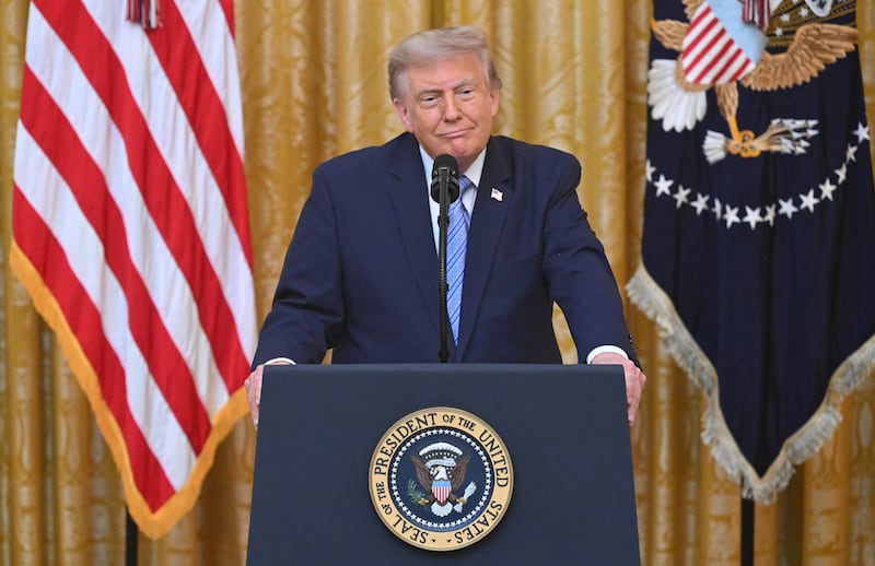 President Donald Trump speaks about election security during a primetime address from the East Room of the White House in Washington, D.C., on July 16, 2026, in which he stopped short of his unsubstantiated claims he won the 2020 election but demanded the passage of the SAVE America Act.