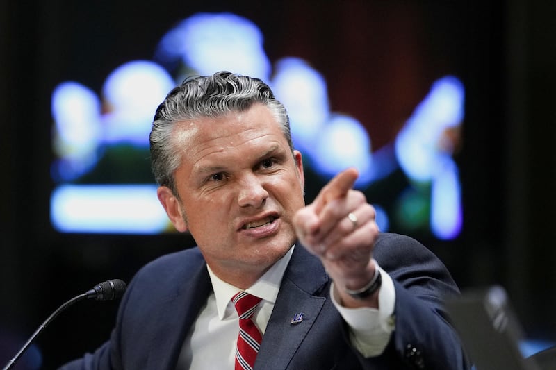 Defense Secretary Pete Hegseth pointing ask he testified before the Senate Appropriations Committee hearing as the Trump administration seeks $70 million more for the war in Iran.