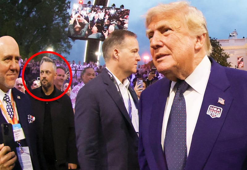 President Donald Trump and UFC President and CEO Dana White walk out during UFC Freedom 250 at White House South Lawn.