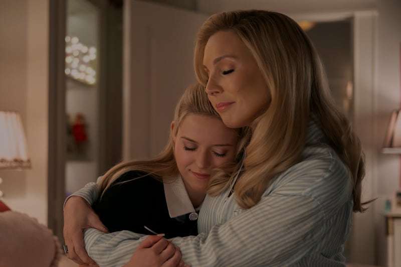 Left to right: Elle (Lexi Minetree) and Eva (June Diane Raphael) embrace in "Elle."