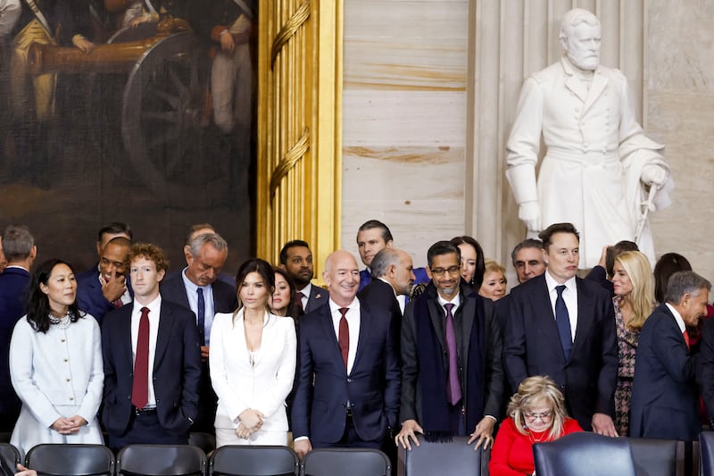 Bezos, along with Mark Zuckerberg and Elon Musk, attended Trump's inauguration last January.
