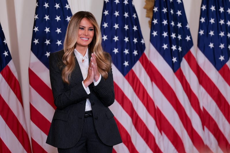 First lady Melania Trump hosted a ceremony for the inaugural Presidential AI Challenge National Champion Awards in the East Room of the White House.