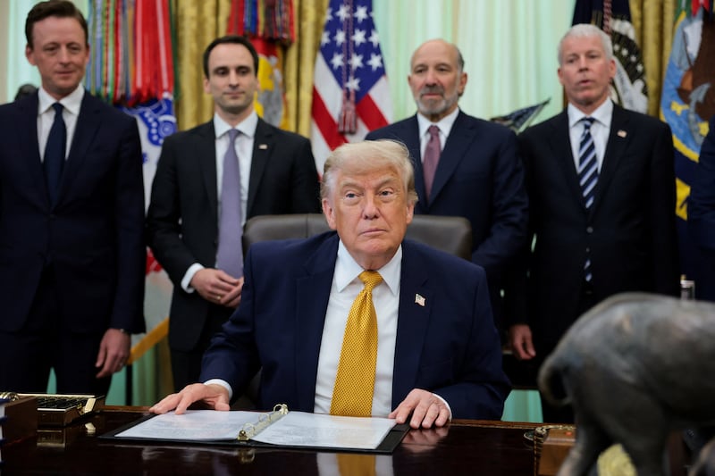 President Donald Trump sits in the Oval Office to sign an executive order at the White House in Washington, D.C. on June 22, 2026.