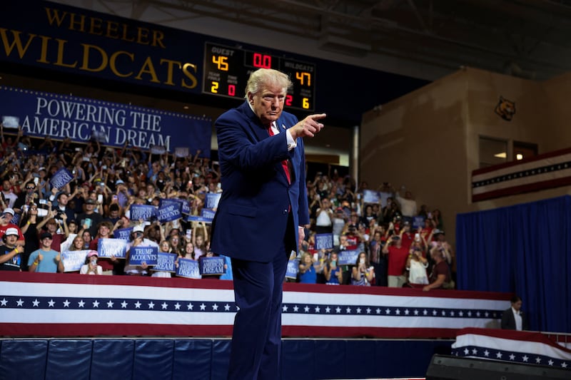 Many in the crowd didn't seem to mind Trump's flubbed line, if they heard it at all.