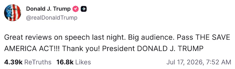 Donald Trump on Truth Social