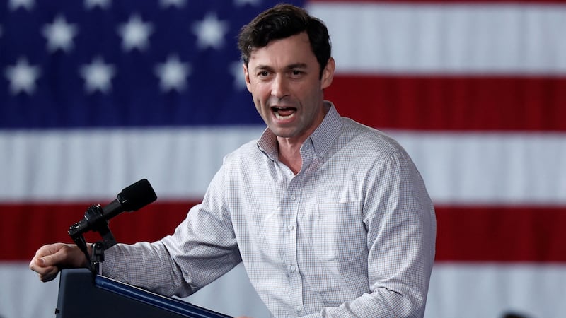 Jon Ossoff speaks during a Joe Biden campaign event at Pullman Yards in Atlanta, Georgia, U.S. March 9, 2024.