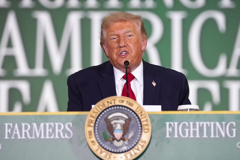 President Donald Trump delivers remarks during an event at Custer Farms in Chippewa Falls, Wisconsin,  on June, 5, 2026.