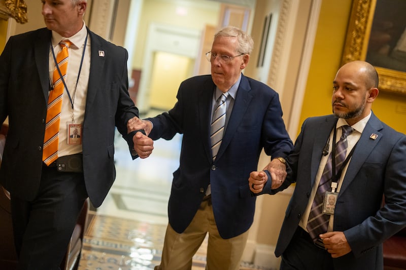 Senator Mitch McConnell (R-KY) is seen as the Senate votes on amendments to a reconciliation package, at the U.S. Capitol in Washington, DC on June 4, 2026.