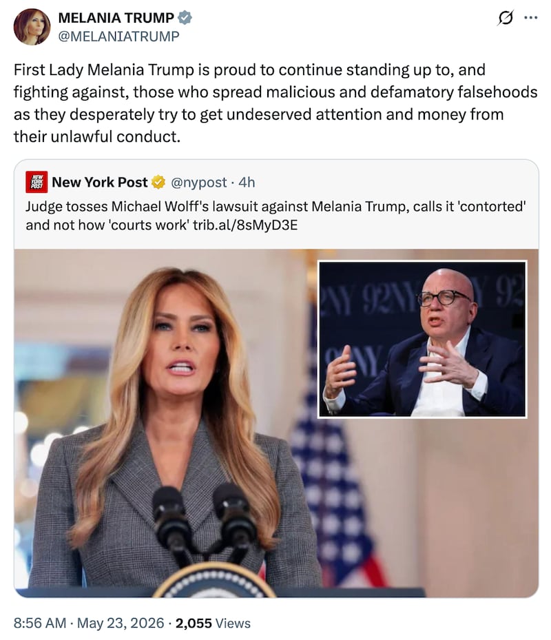 The first lady’s statement on Saturday morning.