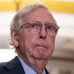 Senate Minority Leader Mitch McConnell (R-KY) arrives to a news conference after a lunch meeting with Senate Republicans U.S. Capitol 26, 2023 in Washington, DC.