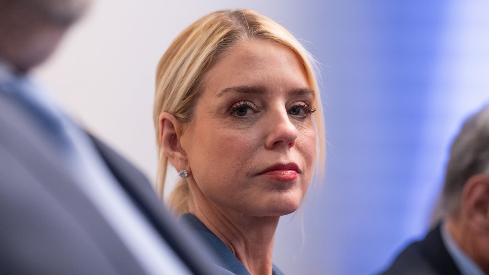 WASHINGTON, DC - FEBRUARY 20: U.S. US Attorney General Pam Bondi attends a press briefing held at the White House February 20, 2026 in Washington, DC. The U.S. Supreme Court today ruled against Trump's use of emergency powers to implement international trade tariffs, a central portion of the administration's core economic policy.(Photo by Aaron Schwartz/Getty Images)