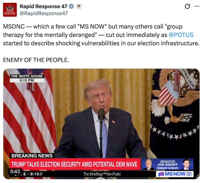 Someone in the White House was clearly p----d.
