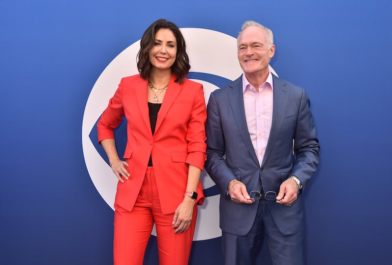 Cecilia Vega and Scott Pelley at the CBS fall schedule celebration held at Paramount Studios on May 2, 2024 in Los Angeles, California.