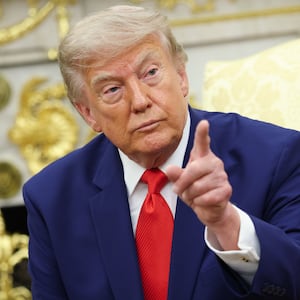 President Donald Trump takes questions from the media during a bilateral meeting with President of Lebanon Joseph Aoun in the Oval Office of the White House on July 21, 2026 in Washington, DC.