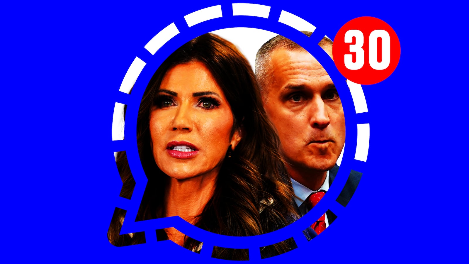 Kristi Noem, Corey Lewandowski photo illustration, illo