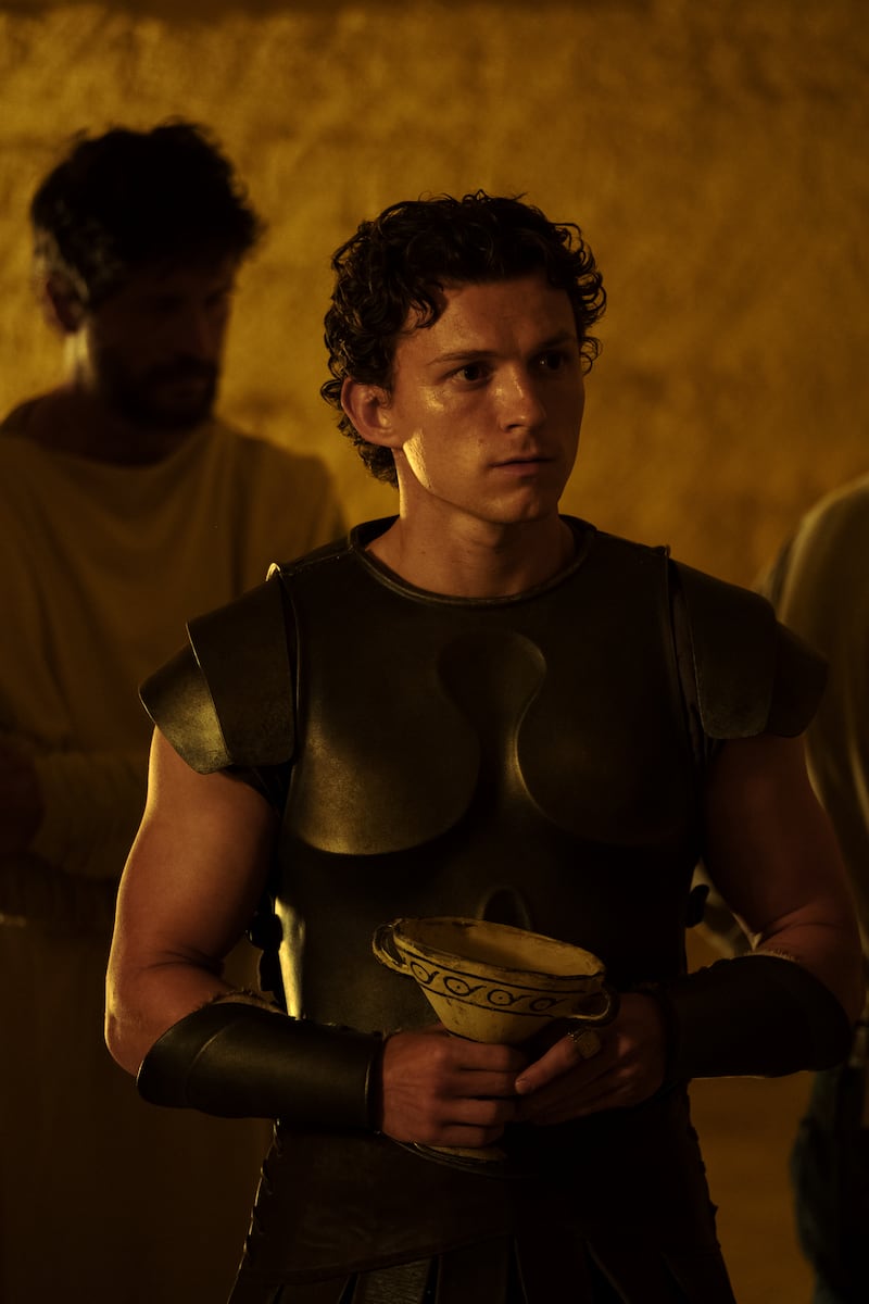 Tom Holland is Telemachus in THE ODYSSEY, written, produced, and directed by Christopher Nolan.