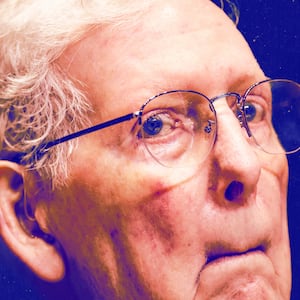 A photo illo illustration of Sen. Mitch McConnell.