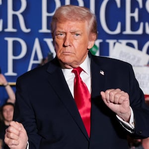 U.S. President Donald Trump gestures
