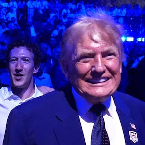 WASHINGTON, DC - JUNE 14: (L-R) UFC President and CEO Dana White, Tyson Fury, Mark Zuckerberg and U.S President Donald J. Trump attend the UFC Freedom 250 event on the South Lawn at the White House on June 14, 2026 in Washington, DC. (Photo by Jeff Bottari/Zuffa LLC)