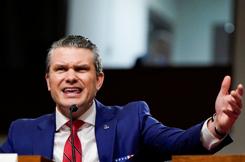 Pete Hegseth gestures