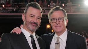 JIMMY KIMMEL LIVE!  "Jimmy Kimmel Live!" airs every weeknight at 11:35 p.m. ET and features a diverse lineup of guests that include celebrities, athletes, musical acts, comedians and human interest subjects, along with comedy bits and a house band. The guests for Tuesday, September 30 included Stephen Colbert ("The Late Show with Stephen Colbert"), Kumail Nanjiani, and musical guest Reneé Rapp. (Disney/Randy Holmes)